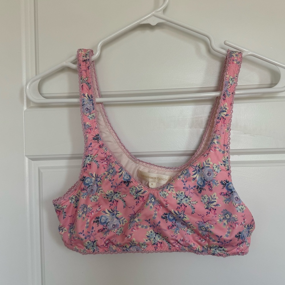 Loveshackfancy Pink Floral Bralette Bra Size Medium